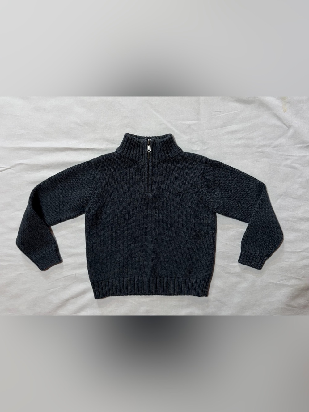 Polo Ralph Lauren Dark Grey Pullover 1/4 Zip Sweater 100% Cotton Size 6